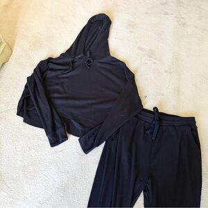 Wild Fable Waffle Knit Set - Cropped Hoodie & Joggers - Black